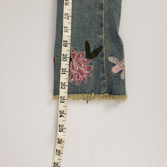 INC Concepts Petite P Denim Jacket Embroidered Flowers Womens Frog Closure Coat - Picture 14 of 16